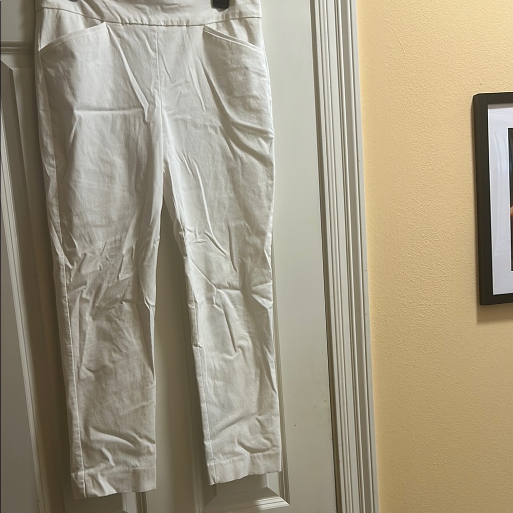 Chico’s white capri pants.  Size 1.